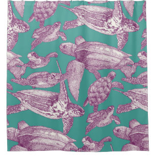 sea turtles purple turquoise