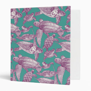 sea turtles purple turquoise binder