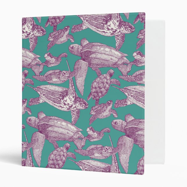 sea turtles purple turquoise binder (Front/Inside)