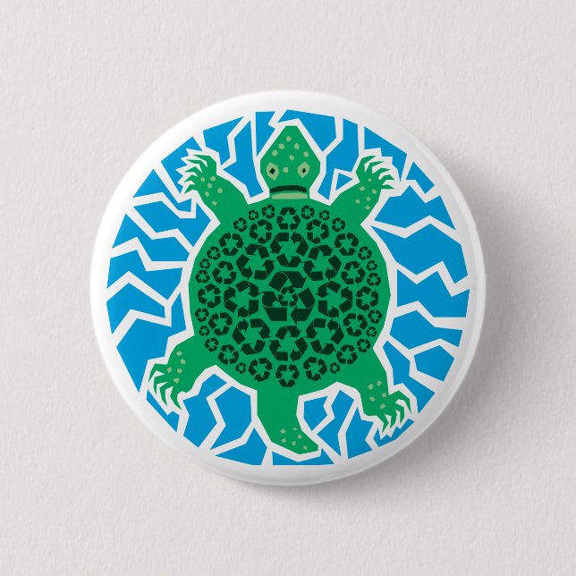 Sea Turtles, Recycling 2 Inch Round Button (Front)