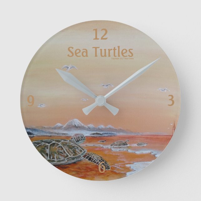 Sea Turtles! Sea turtle wall clock. Round Clock (Front)