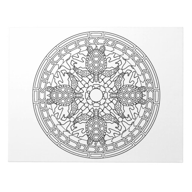 Sea Turtles Seaturle Mandala Pattern Colour Book N Notepad (Front)