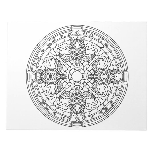 Sea Turtles Seaturle Mandala Pattern Colour Book Notepad