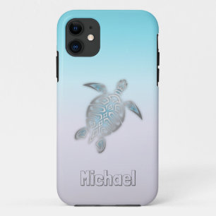 Sea Turtles Silver Monogram Animal iPhone 11 Case