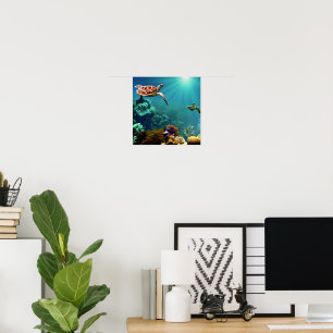 Sea Turtles Swimming Underwater Poster