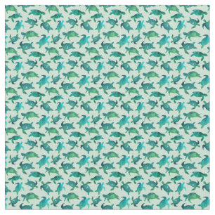 Sea Turtles Swimming Watercolor Pattern Fabric