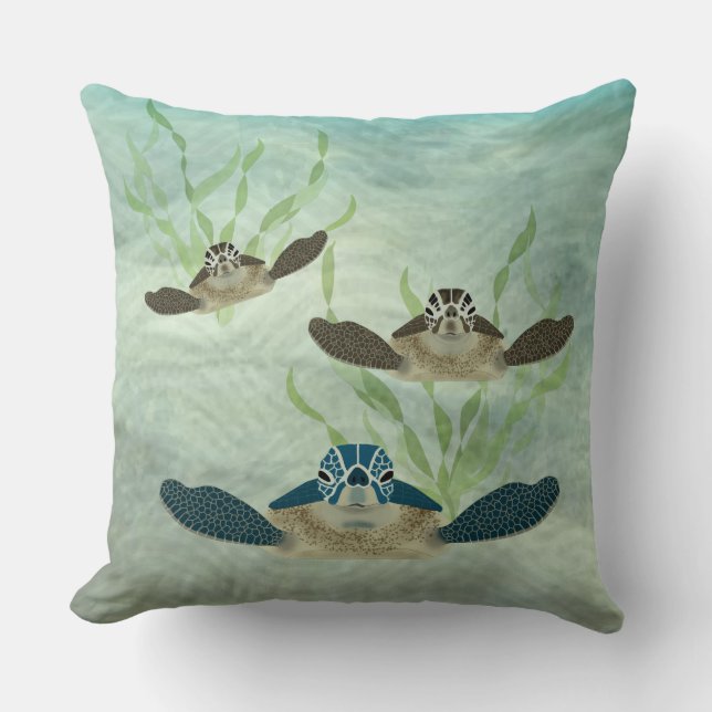 Sea Turtles Throw Pillow (Front)