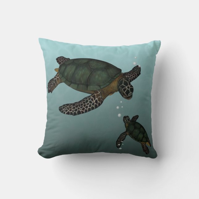 Sea Turtles Throw Pillow (Front)