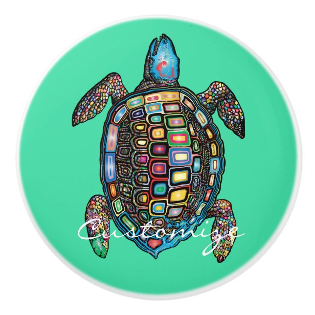 Sea Turtles Thunder_Cove Ceramic Knob (Front)