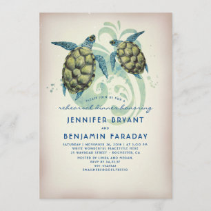 Sea Turtles Tropical Beach Rehearsal Dinner Invitation