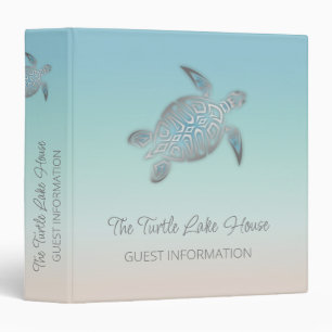 Sea Turtles Turquoise Coastal Custom 3 Ring Binder