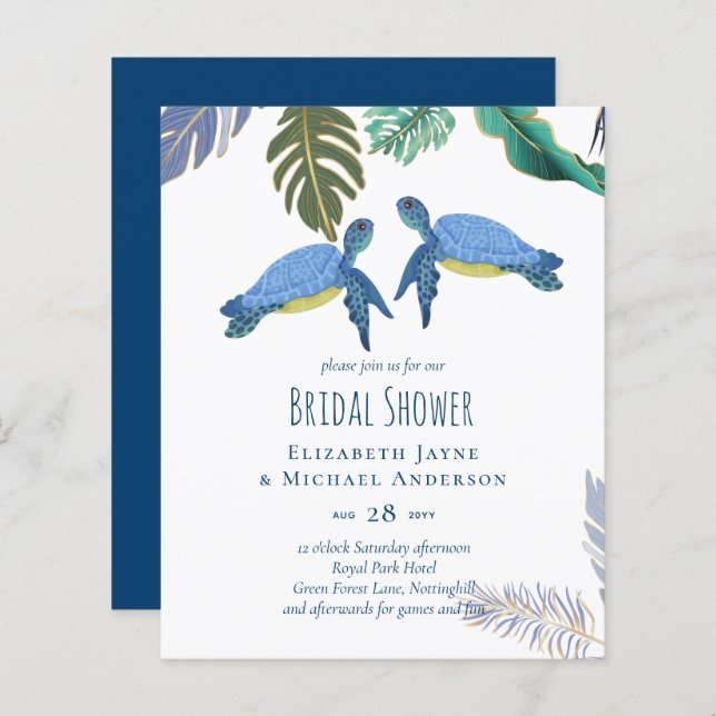 Sea Turtles Wedding Blue Yellow (Front/Back)
