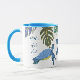 Sea Turtles Wedding Blue Yellow Mug