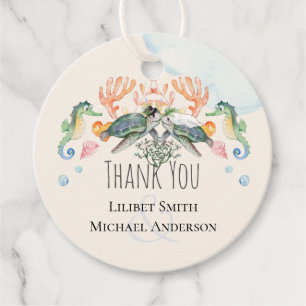 Sea Turtles Wedding Featuring Bride and Groom Favo Favour Tags