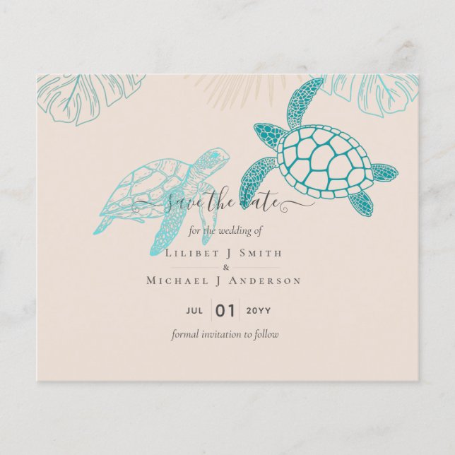 Sea Turtles Wedding Modern Line Art (Front)
