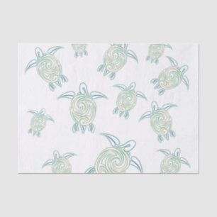 Sea Turtles White Green Pattern Tissue Paper
