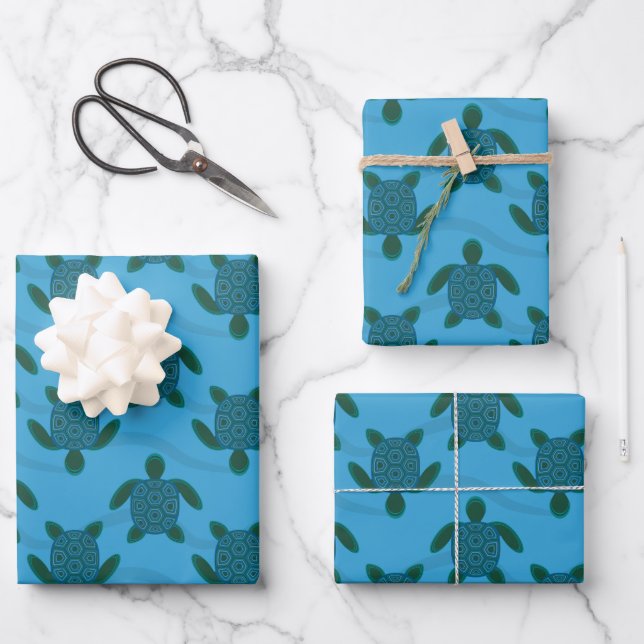 Sea Turtles Wrapping Paper Sheet (Front)