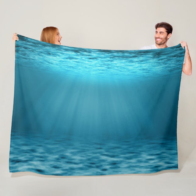 Sea Underwater with Sunbeams Fleece Blanket (In Situ)