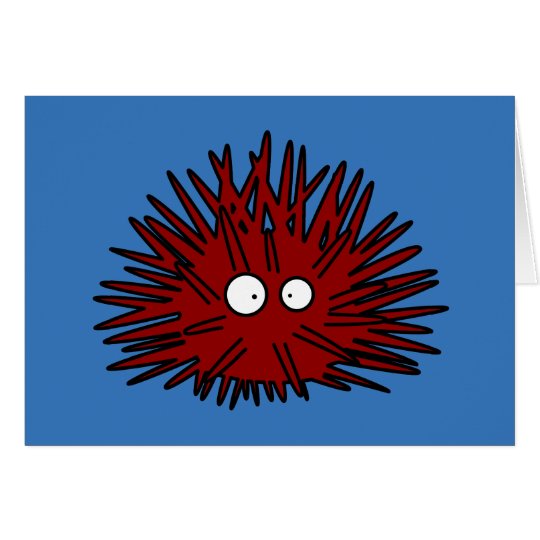 Sea Urchin Uni Spiny Red Hedgehog Ocean Card
