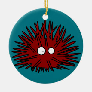 Sea Urchin Uni Spiny Red Hedgehog Ocean Ceramic Ornament
