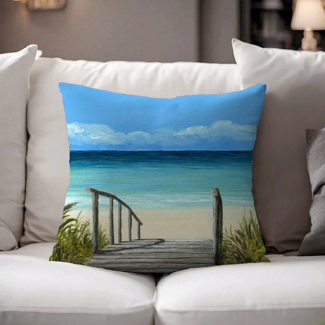Sea View 147 Ocean Beach Throw Pillow (Creator Uploaded)