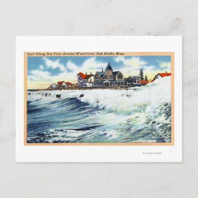 Sea View Avenue Waterfront View of the Surf Postcard (Front)