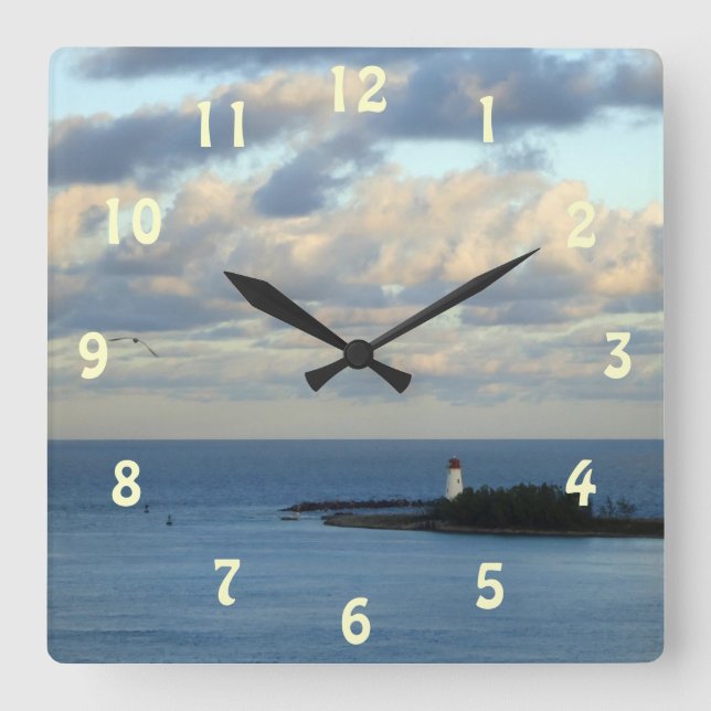 Sea View II Square Wall Clock (Front)