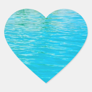 Sea Water Custom Blue Green Blank Template Heart Sticker