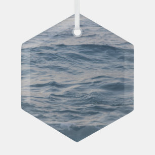 Sea Water Ripple Close-Up Photo Glass Ornament