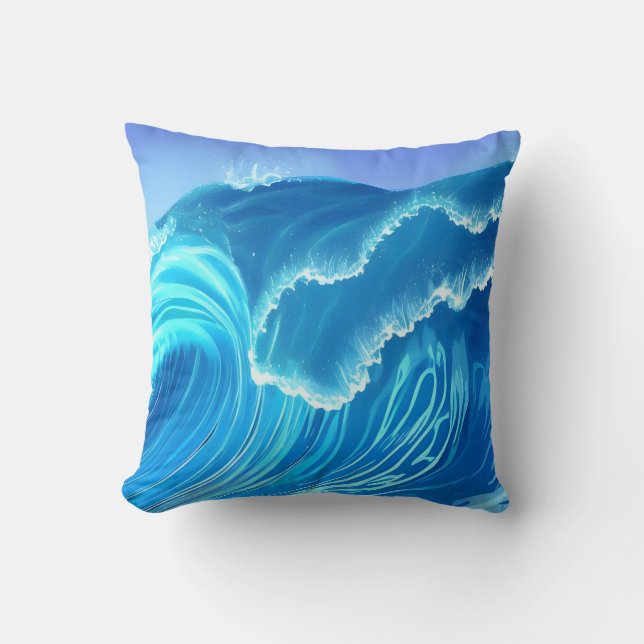 Sea wave design - Flowing Wave  Throw Pillow (Front)
