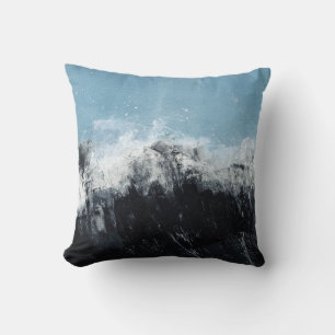 Sea wave: hand-painted design throw pillow