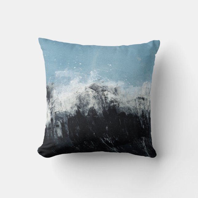 Sea wave: hand-painted design throw pillow (Front)