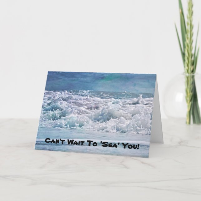 Sea Waves Miss You Note Card (Front)