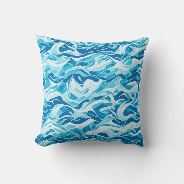 Sea waves Seamless Pattern Throw Pillow (Front)