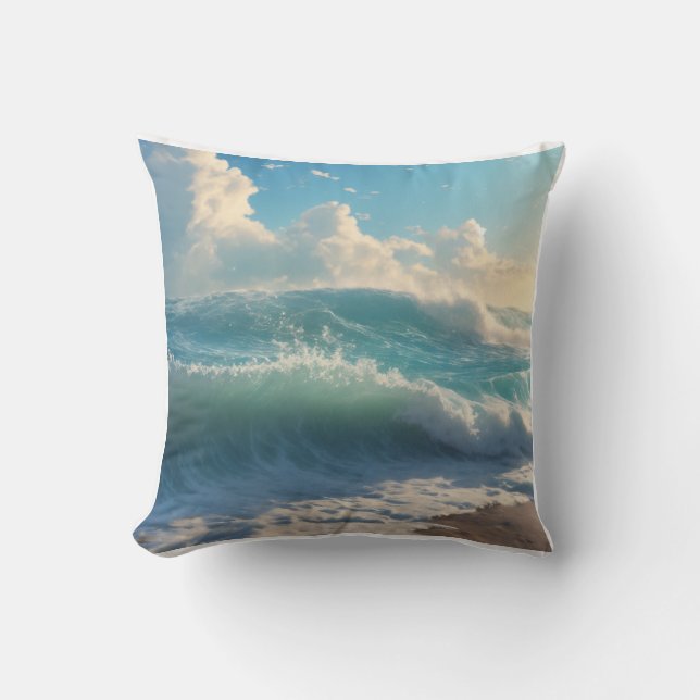 Sea Waves Throw Pillow (Front)