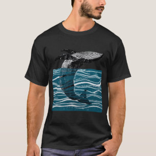 sea whale jump whale in blue waves T-Shirt