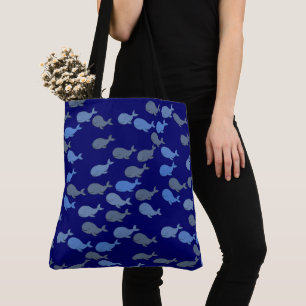 Sea Whales Blue Tote Bag
