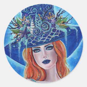 Sea witch fantasy art by Renee Lavoie Classic Round Sticker
