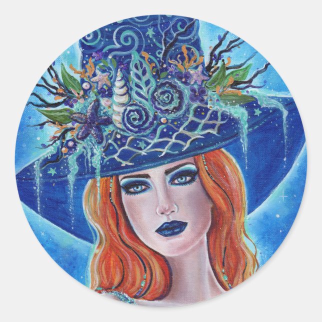 Sea witch fantasy art by Renee Lavoie Classic Round Sticker (Front)