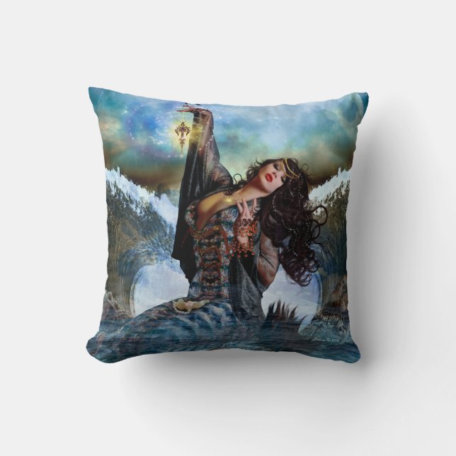 Sea Witch Magical Art Decorative Throw Pillow (Front)