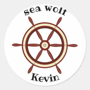 "SEA WOLF" ,steering wheel, personalized Classic Round Sticker