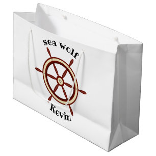 "SEA WOLF" ,steering wheel, personalized Large Gift Bag