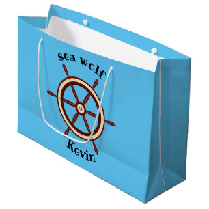 "SEA WOLF" ,steering wheel, personalized Large Gift Bag