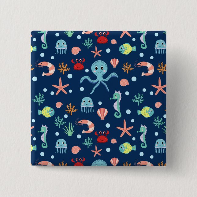 Sea World 2 Inch Square Button (Front)