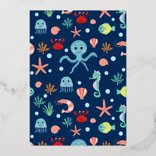 Sea World Foil Holiday Card