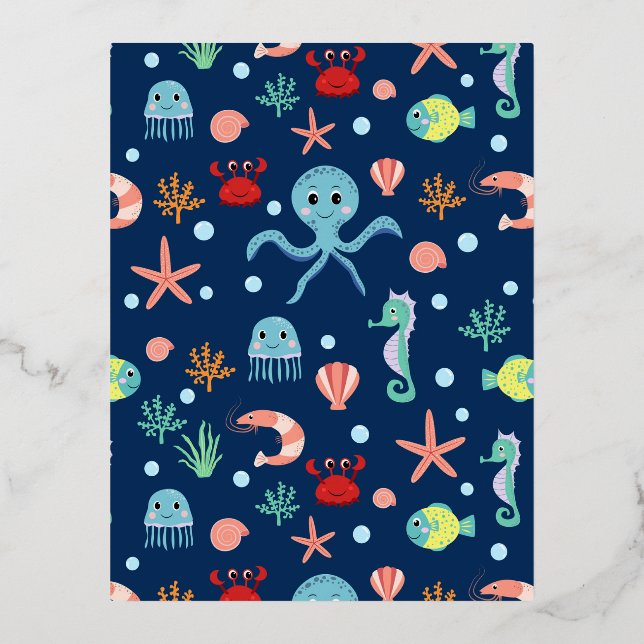 Sea World Foil Invitation Postcard (Front)