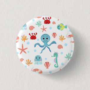 Sea World pattern 1 Inch Round Button