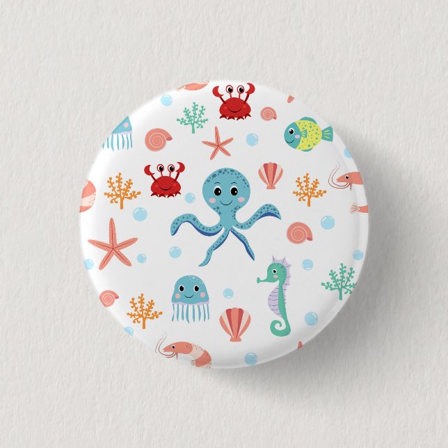Sea World pattern 1 Inch Round Button (Front)