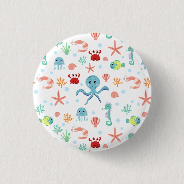 Sea World pattern 1 Inch Round Button (Front)