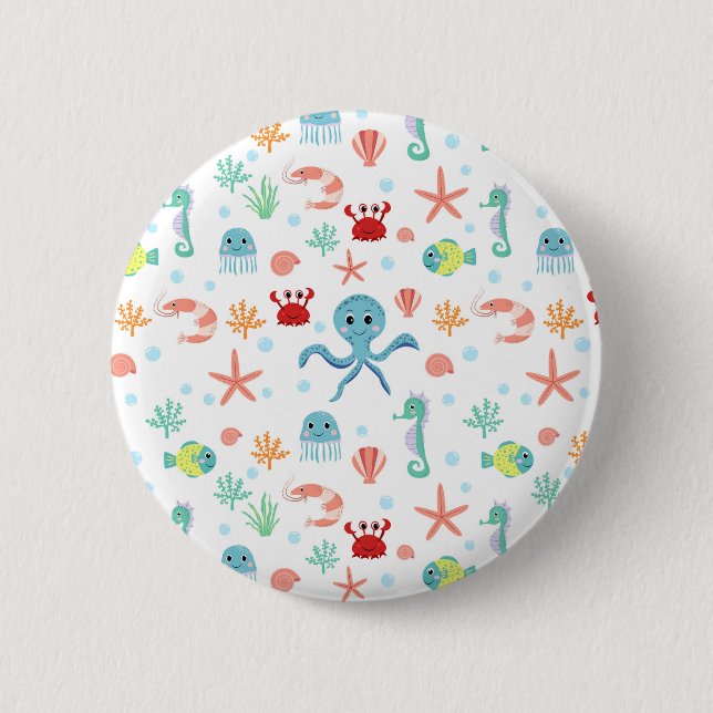 Sea World pattern 2 Inch Round Button (Front)